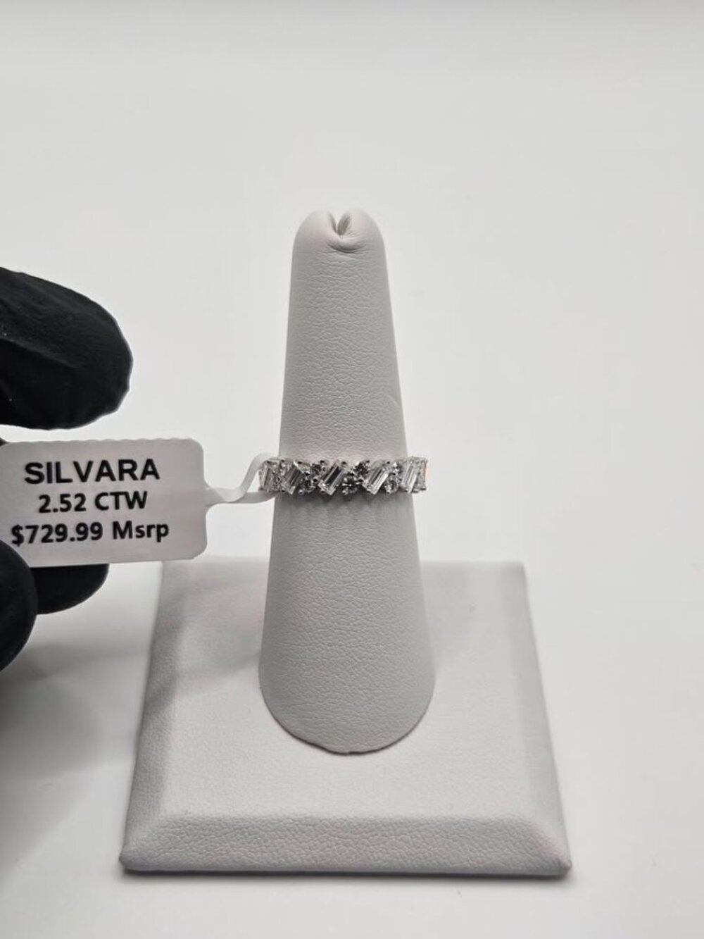 Silvara Moissanite Eternity Band Baguette Round S925 Size 7